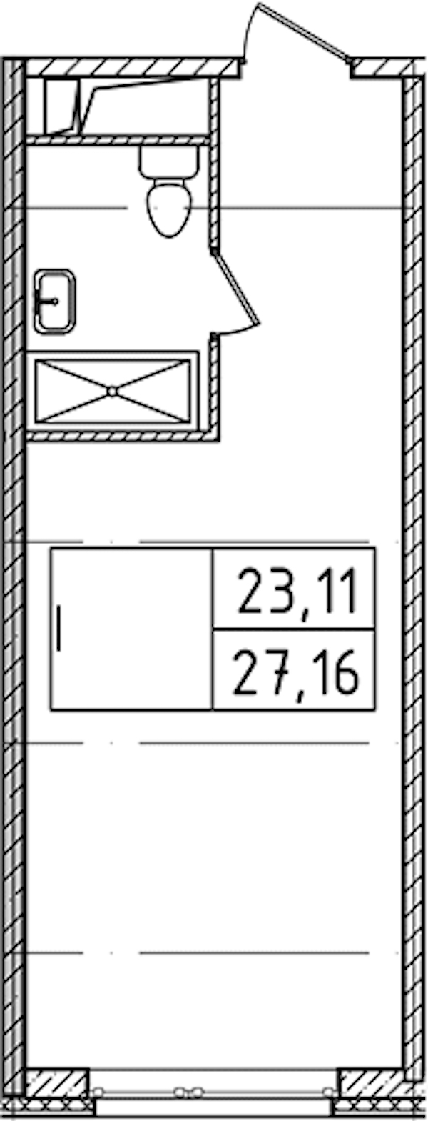 Квартира студия 27.16 м², 11/14 эт., Комплекс апартаментов «Ladozhsky Avenir»